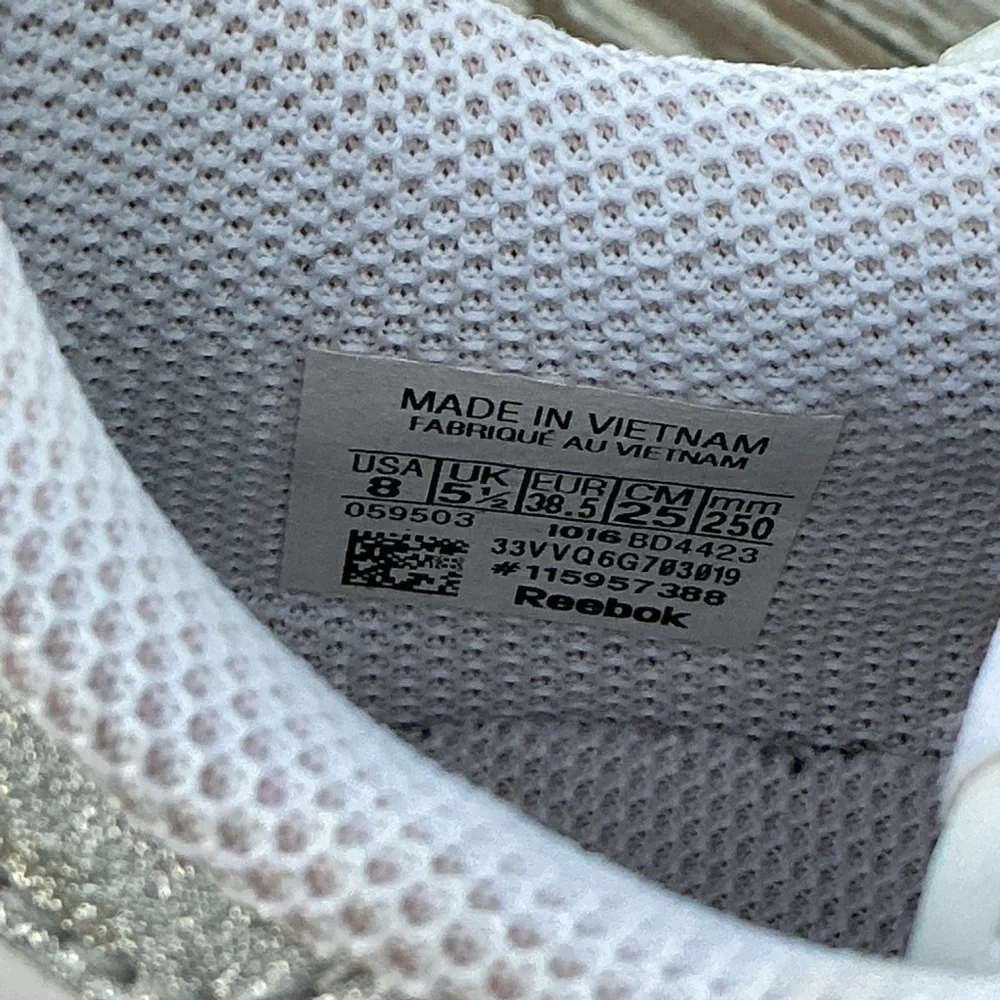 Reebok White Leather Sneakers with Gum Sole